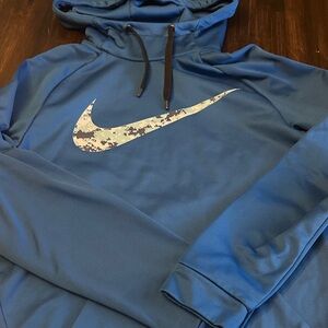 Mens Nike Blue Sweatshirt with Camouflage Swoosh